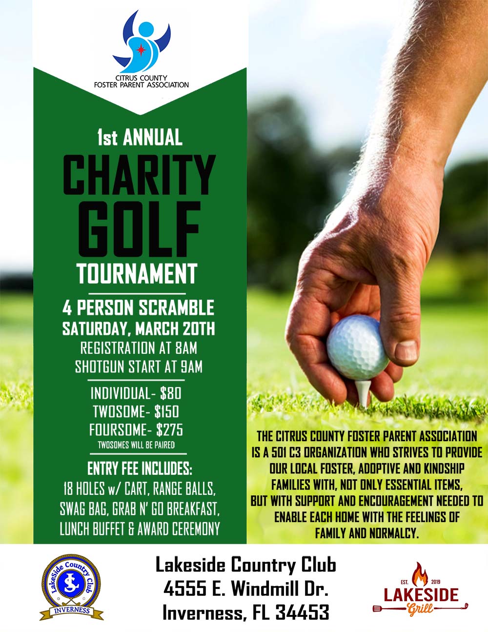 1st Annual Charity Golf Tournament Lakeside Country Club